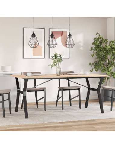 Tavolo da Pranzo Telaio a Y 180x90x75 cm Massello Pino e Ghisa