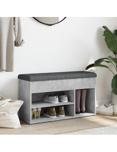 Panca per Scarpe Grigio Cemento 82x32x45,5cm Legno Multistrato