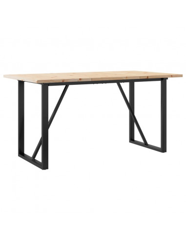 Tavolo da Pranzo Telaio a O 160x80x75,5cm Massello Pino e Ghisa