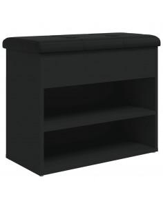 Panca Porta Scarpe Nera 62x32x50 cm in Legno Multistrato 2