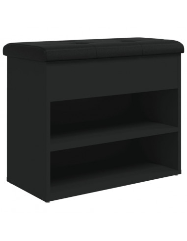 Panca Porta Scarpe Nera 62x32x50 cm in Legno Multistrato
