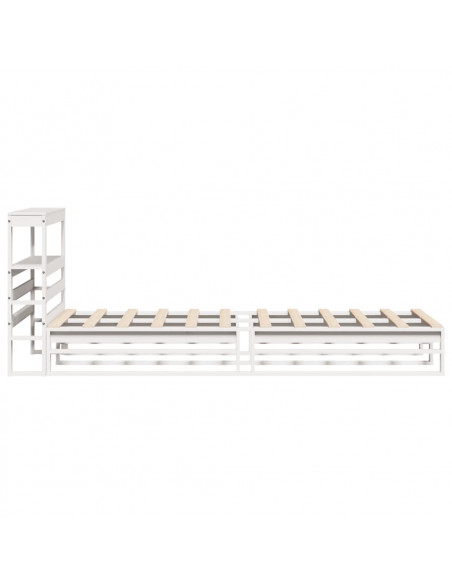 Giroletto con Testiera Bianco 75x190 cm Legno Massello di Pino