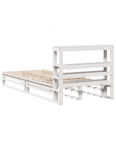 Giroletto con Testiera Bianco 75x190 cm Legno Massello di Pino