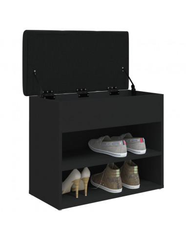 Panca Porta Scarpe Nera 62x32x50 cm in Legno Multistrato