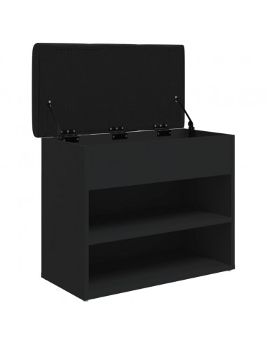 Panca Porta Scarpe Nera 62x32x50 cm in Legno Multistrato