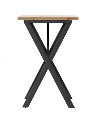 Tavolo da Pranzo Telaio a X 50x50x75,5 cm Legno Pino e Acciaio