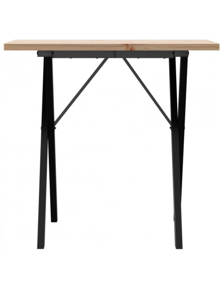 Tavolo da Pranzo Telaio a X 80x50x75,5 cm Massello Pino e Ghisa