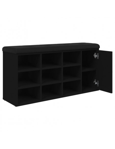 Panca Porta Scarpe Nera 102x32x50 cm in Legno Multistrato