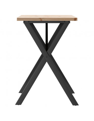 Tavolo da Pranzo Telaio a X 80x50x75,5 cm Legno Pino e Acciaio