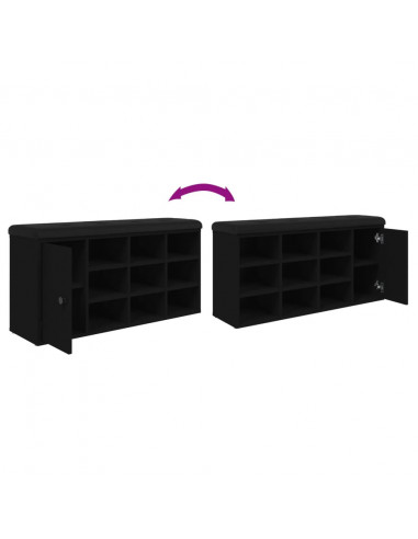Panca Porta Scarpe Nera 102x32x50 cm in Legno Multistrato