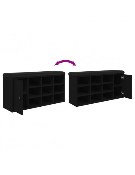 Panca Porta Scarpe Nera 102x32x50 cm in Legno Multistrato