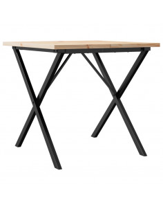 Tavolo da Pranzo Telaio a X 90x90x75,5 cm Massello Pino e Ghisa 2