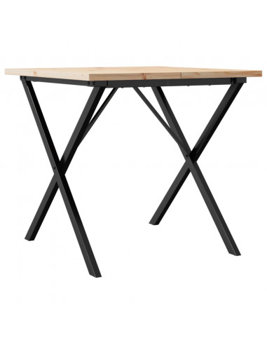 Tavolo da Pranzo Telaio a X 90x90x75,5 cm Massello Pino e Ghisa