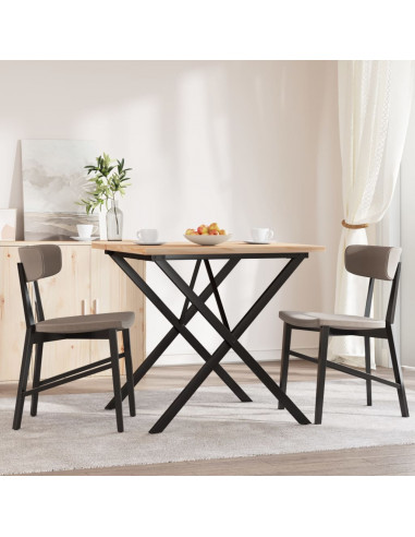 Tavolo da Pranzo Telaio a X 90x90x75,5 cm Massello Pino e Ghisa