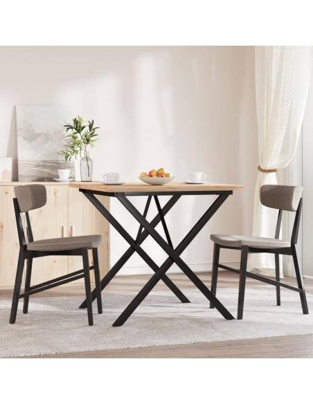 Tavolo da Pranzo Telaio a X 90x90x75,5 cm Massello Pino e Ghisa