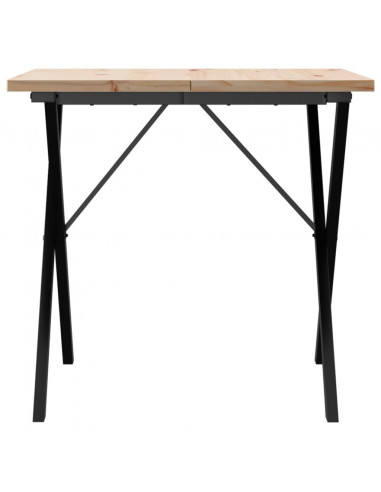 Tavolo da Pranzo Telaio a X 90x90x75,5 cm Massello Pino e Ghisa