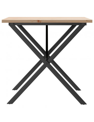 Tavolo da Pranzo Telaio a X 90x90x75,5 cm Massello Pino e Ghisa