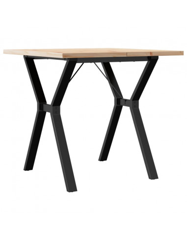 Tavolo da Pranzo Telaio a Y 80x80x75,5 cm Massello Pino e Ghisa