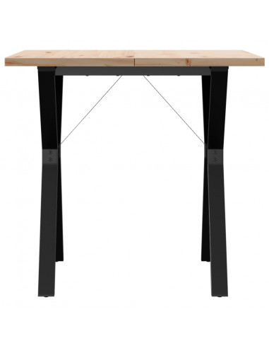 Tavolo da Pranzo Telaio a Y 80x80x75,5 cm Massello Pino e Ghisa