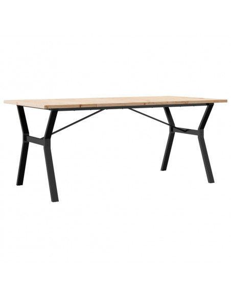 Tavolo da Pranzo Telaio a Y 180x90x75,5cm Massello Pino e Ghisa