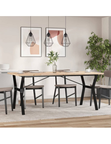 Tavolo da Pranzo Telaio a Y 180x90x75,5cm Massello Pino e Ghisa