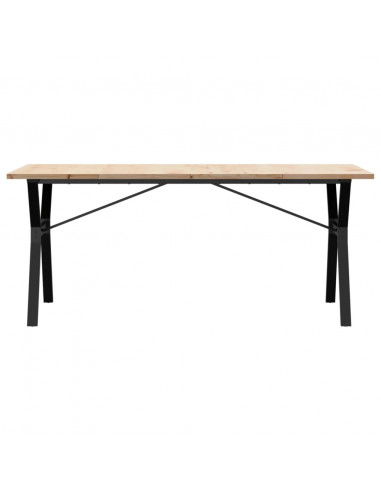 Tavolo da Pranzo Telaio a Y 180x90x75,5cm Massello Pino e Ghisa