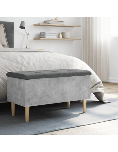 Panca Portaoggetti Grigio Cemento 82x42x46 cm Legno Multistrato