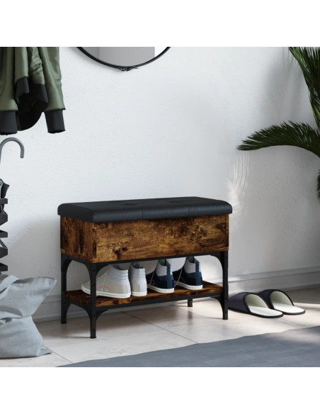 Panca Porta Scarpe Rovere Fumo 62x32x45 cm in Legno Multistrato