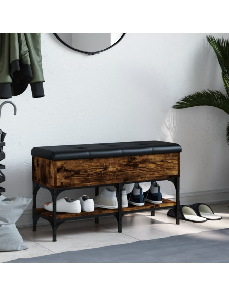 Panca Porta Scarpe Rovere Fumo 82x32x45 cm in Legno Multistrato