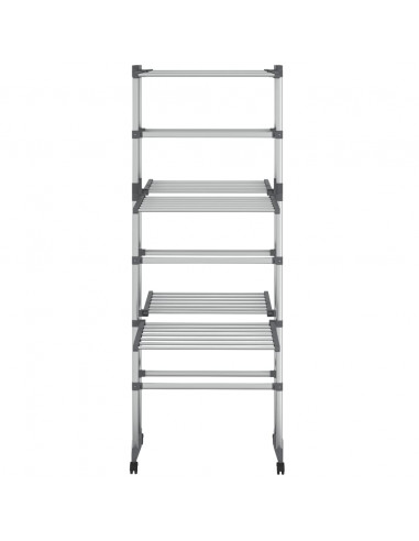 Stendibiancheria a 3 Livelli con Ruote Argento 60x70x129 cm