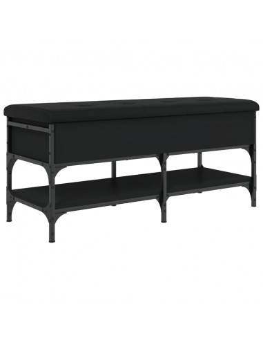 Panca Porta Scarpe Nera 102x42x45 cm in Legno Multistrato