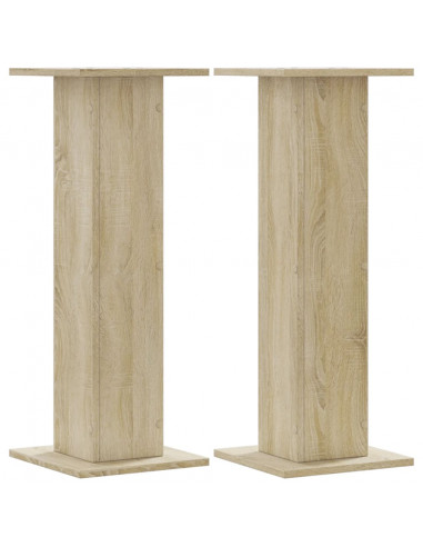 Supporti Altoparlanti 2 pz Rovere 30x30x80 cm in Multistrato