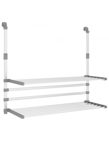 Stendino per Balcone 89x25x(60-95) cm in Alluminio