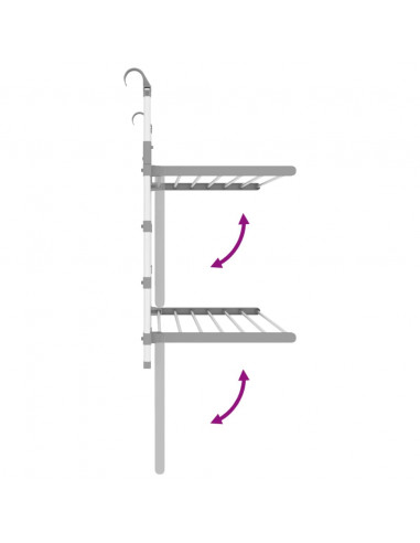 Stendino per Balcone 89x25x(60-95) cm in Alluminio