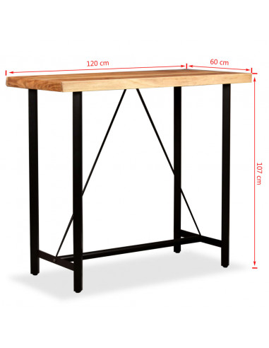 Tavolino da Bar in Legno Massello di Acacia 120x60x107 cm