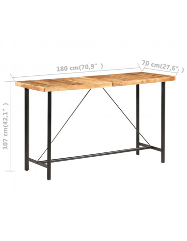 Tavolo da Bar 180x70x107 cm in Legno Massello di Acacia