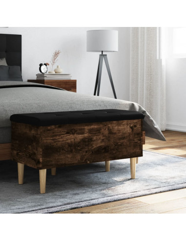 Panca Portaoggetti Rovere Fumo 82x42x46 cm Legno Multistrato