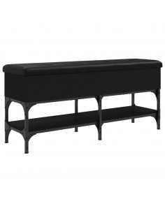 Panca Porta Scarpe Nera 102x32x45 cm in Legno Multistrato 2