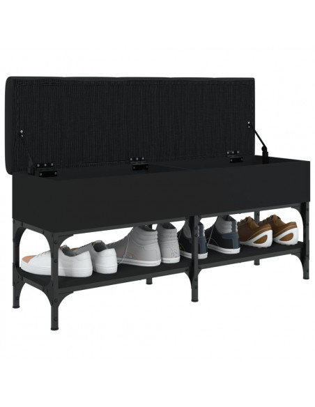 Panca Porta Scarpe Nera 102x32x45 cm in Legno Multistrato