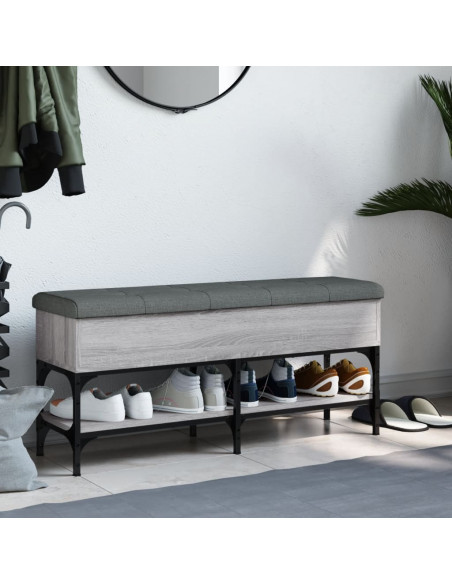 Panca Porta Scarpe Grigio Sonoma 102x32x45 cm Legno Multistrato