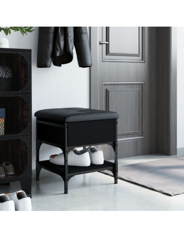 Panca Porta Scarpe Nera 42x42x45 cm in Legno Multistrato
