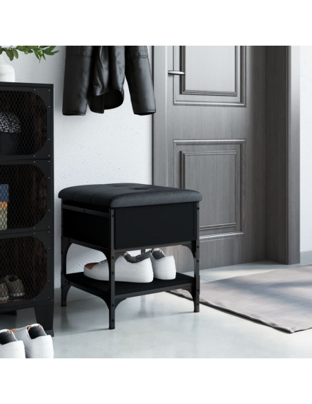 Panca Porta Scarpe Nera 42x42x45 cm in Legno Multistrato