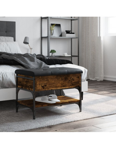 Panca Porta Scarpe Rovere Fumo 62x42x45 cm in Legno Multistrato