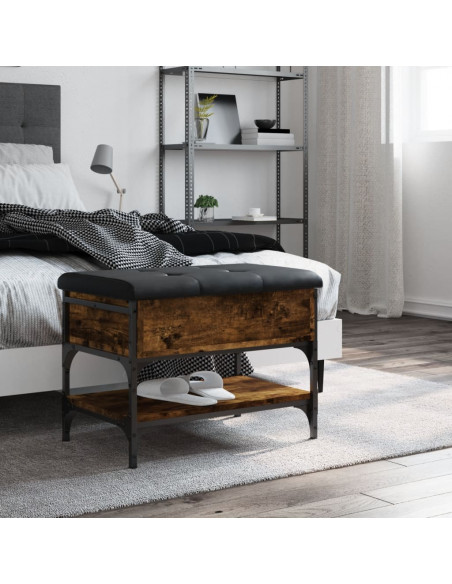 Panca Porta Scarpe Rovere Fumo 62x42x45 cm in Legno Multistrato