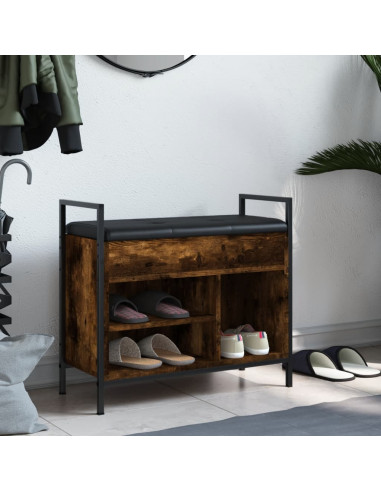 Panca Porta Scarpe Rovere Fumo 65,5x32x57,5 cm