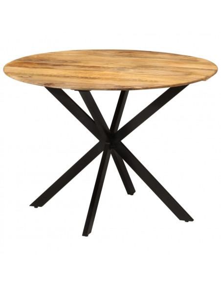 Tavolo da Pranzo Ø110x78cm in Legno Massello di Mango e Acciaio