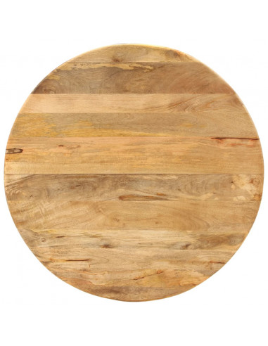 Tavolo da Pranzo Ø110x78cm in Legno Massello di Mango e Acciaio