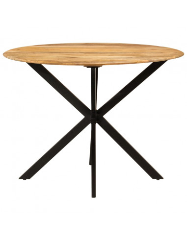 Tavolo da Pranzo Ø110x78cm in Legno Massello di Mango e Acciaio