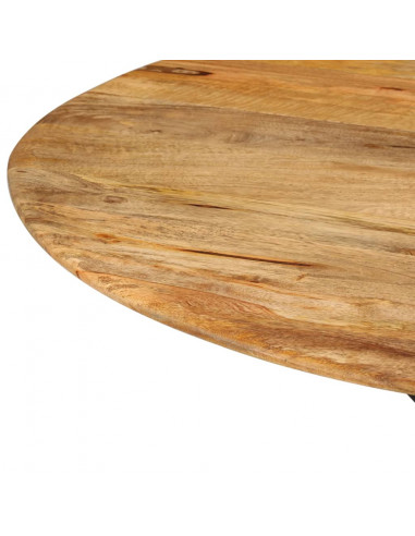 Tavolo da Pranzo Ø110x78cm in Legno Massello di Mango e Acciaio