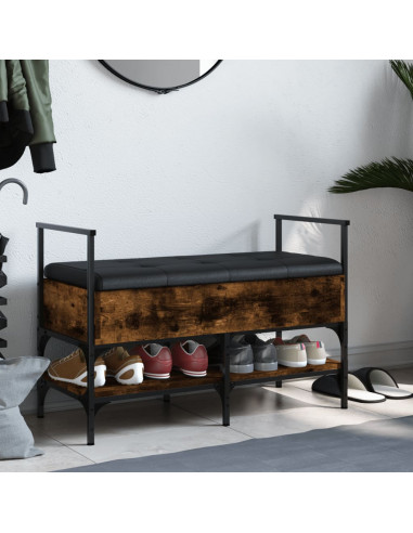 Panca Porta Scarpe Rovere Fumo 85,5x42x57,5cm Legno Multistrato